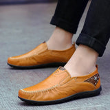 Men Casual Shoes Fashion Genuine Leather Mens Loafers Comfortable Moccasins Breathable Slip on Black Driving Shoes Plus Size 47