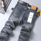 2023  Brand Logo Slim Fit Men's Jeans Business Casual Elastic Straight Denim Pants Male High Quality Trousers Colorful