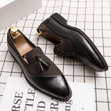 Ilooove Men Tassel Decor Dress Loafers Casual Outdoor Dress Shoes