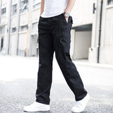 Big Size Men&#39;s Cargo Trousers Straight Leg Work Pant Men Loose Fit Cotton Summer Wide Overalls Male Side Multi Pocket large size