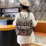 Fashion Women Backpack Animal Leopard Zebra Print Leather Backpacks Retro Handheld Large Capacity Shoulder Bags Travel Rucksack