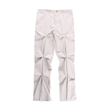 Harajuku Streetwear Pleated Straight Casual Track Pants Mens Pockets Ruched Retro Vibe Style Loose Trousers Oversize