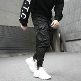 Streetwear 2023 Spring Casual Men's Pants Cotton Ribbons Cargo Pants Harajuku Fashion Slim Fit Black Joggers Men