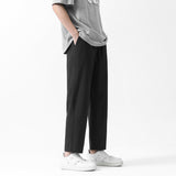 Straight Leg Pants Casual Men's Solid Color Elastic Waist Large Size Man Y2k Trousers Korean Style Male Slim Fit