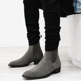 Ilooove New Gray Chelsea Boots for Men  Flock Business Men Ankle Boots Cowboy Boots Handmade Men Boots Size 38-46