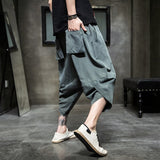 2023 Summer harajuku harem pants men calf-length wide leg trousers streetwear casual sweatpants vintage cotton men's pants