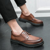 Casual Leather Men Oxford Shoes Retro Style Mens Dress Shoes Lace-Up Non-slip Male Business Footwear Versatile Formal Dress Flat