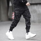 Streetwear 2023 Spring Casual Men's Pants Cotton Ribbons Cargo Pants Harajuku Fashion Slim Fit Black Joggers Men