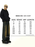 Plus Size Green Wash Baggy Jeans Men Adjust-waist Wide Leg Casual Pants Vintage Y2k Trousers Biker Moto Streetwear