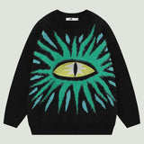 Hip Hop Oversized Ugly Knitted Sweaters Men Harajuku Eye Pattern Embroidery Jumper Retro Casual Loose O-Neck Y2K Pullover Unisex