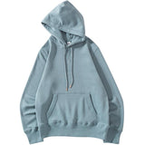 Solid Soft Sweater Haze Blue Heavyweight Thick and Solid Hooded Sweater Casual Sports Top Hoodies