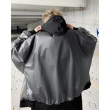 Korean Chic New Spring Transparent Hooded Jacket Men High Quality PU Casual Loose Jackets Male Streetwear Oversized Coat