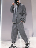 Thin Plaid Casual Set Men Spring Autumn Trend Handsome Loose Collar Jacket Jacket Casual Pants Two-piece Set Tracksuit