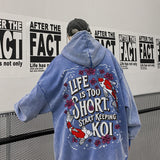 Retro Wash Hooded Sweater Man Large Size Korean Trendy Letter Printed Hoodies Warm Men's Tops Harajuku Street Coat