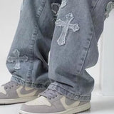 Men Streetwear Baggy Jeans Trousers Cross Hip Hop Mens Loose Jeans Pants Women Oversized Boyfriend Jeans Denim Jeans