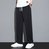 Summer Straight Pants Men&#39;s Loose Thin Section Drape Ice Silk Pants Wide Leg Sports Pants Solid Color Thin Casual Trousers