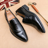 2023 New Men Loafers Leather Shoes Formal Elegant Dress Shoe Simple Slip On Man Casual Footwear Original Pointed Boos Moccasins