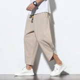 2023 Summer Casual Men's Pants Harajuku Striped Baggy Pants Cotton Linen Wide Leg Harem Trousers For Men