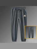 Autumn Winter Velvet Side Striped Tracksuit Sets Mens Oversized Zip Up Sweatshirts+Drawstring Sweatpants Two Piece Set