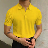 2023 Summer New Casual Men's Clothing Lapel Fashion Loose Solid Color Short Sleeve Spliced Button Thin Youth Trend Polo Shirt