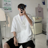 Summer Short Sleeved Shirt Men Oversized Black White Shirt Men Streetwear Korean Loose Pullover Shirt Mens Ice Silk Shirts M-2XL