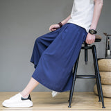 Men Wide Leg Pants Mens Cotton Joggers Retro Loose Trousers Man Korean Style Linen Pants Male Pants