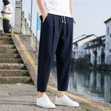 Linen Wide Men Pants New Korean Trousers Oversize Linens Streetwear  Male Spring Summer Pants Casual Men Clothing Sweatpants