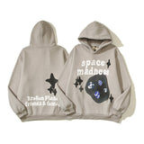 Hip Hop Y2K Space Madness Stars Foam Fleece Sweatshirts Unisex Pullover Baggy Casual Thick Hooded Hoodies Oversized Loose Hoody