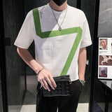 2023 Summer New Trend Fashion Short Sleeve Round Neck Men's Clothing Handsome Korean Version Casual All-match Printed T-shirt