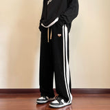 Men's Y2K Pants Baggy Striped Sweatpants Brown Corduroy Straight Leg Pants Hip Hop Streetwear Harajuku Trousers Casual Pants Men