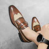 New Loafers for Men Tassels Mixed Colors Wedding Round Toe Slip-On Spring Autumn Business Casual Shoes Handmade Men Dress Shoes