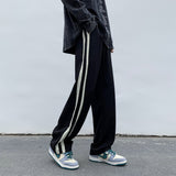 Baggy Striped Sweatpants Men Straight Casual Pants Harajuku Fashion Hip Hop Streetwear Elastic Waist Trousers Y2K Male Clothes