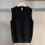 Sweater Vest Men Spring New Arrival Sleeveless Basic O-neck Knitwear Korean Style Trendy Solid Handsome Streetwear BF All-match