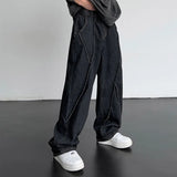 2023 New Personality Street Autumn Hip-hop Jeans Men's Splicing Denim Trousers Men's Oversized Loose Casual Wide-leg Pants 5XL