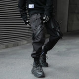 Unisex Tactical Cargo Pants Ribbons Joggers Trousers Spring Functional Elastic Waist Streetwear Pant Harajuku Men's Clothing