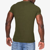 Fashion Solid Color Men's T Shirts 2024 Summer New Casual Button-up V Neck Tops Men Pullover T-shirt Leisure Short Sleeve Tees