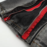 Side Double Zip Denim Shorts Men Summer Fashion Luxury Designer Streetwear Harajuku Denim Shorts Man Casual Hip Hop Jeans Shorts