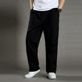 XL-3XL 4Colors Straight Loose Men Long Cargo Pants Soft Breathable Casual Streetwear Daily Travel Sports Cotton Trousers