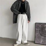 White Jeans Men Casual Straight Wide Pants Summer Korean Fashion Baggy Trousers Oversized Bottoms Ins Vintage Male Y2K Clothes