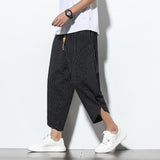 2023 Summer Casual Men's Pants Harajuku Striped Baggy Pants Cotton Linen Wide Leg Harem Trousers For Men