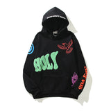 Retro Letter Foam Graffiti Fleece Mens and Womens Hooded Sweatshirts Oversized Casual Pullover Loose Hoodies