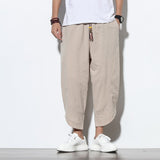 2023 Summer Casual Men's Pants Harajuku Striped Baggy Pants Cotton Linen Wide Leg Harem Trousers For Men