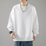 2023 Spring Men's Clothing Solid Color Long Sleeve Round Neck Oversized Hong Kong Breeze Fashion Casual Trend Loose Sweatshirts