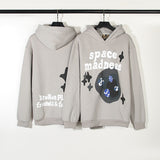 Hip Hop Y2K Space Madness Stars Foam Fleece Sweatshirts Unisex Pullover Baggy Casual Thick Hooded Hoodies Oversized Loose Hoody