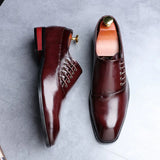 Men's Casual Business Shoes Microfiber Leather Square Toe Lace-up Mens Dress Office Flats Men Fashion Wedding Party Oxfords