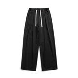 Spring Summer Coffee Casual  Ice Silk Pants Men's Trend Solid Pants Men Drape Mopping Pants Straight Loose Wide-leg Trousers