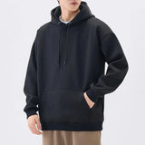 Ilooove HeavyWeight New Autumn Casual Cotton Men's Top Solid Color Loose Hoodies Sweatshirt Long-Sleeve Men's Clothing