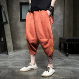 2023 Summer harajuku harem pants men calf-length wide leg trousers streetwear casual sweatpants vintage cotton men's pants