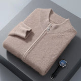 Ilooove Men's Sweater Cardigan Zipper Stand Neck Thickened Winter Mink Fleece Knit Large Loose Long Sleeve Warm Fashion Korean Edition