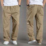 XL-3XL 4Colors Straight Loose Men Long Cargo Pants Soft Breathable Casual Streetwear Daily Travel Sports Cotton Trousers